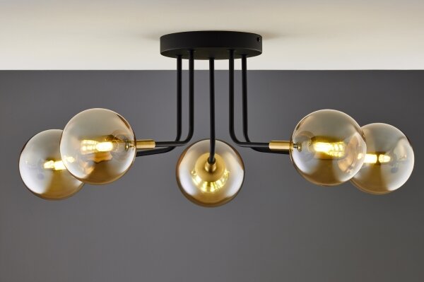 Jupiter 2038 - Lampadario a sospensione con supporto rigido BURANO 5xG9/10W/230V nero/oro/beige