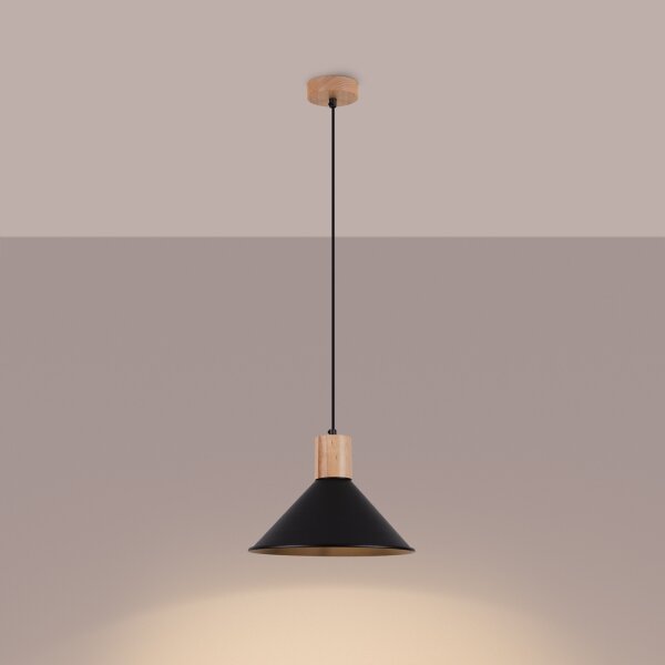 Sollux SL.1320 - Lampadario a sospensione con filo JAGA 1xE27/15W/230V diametro 30 cm nero