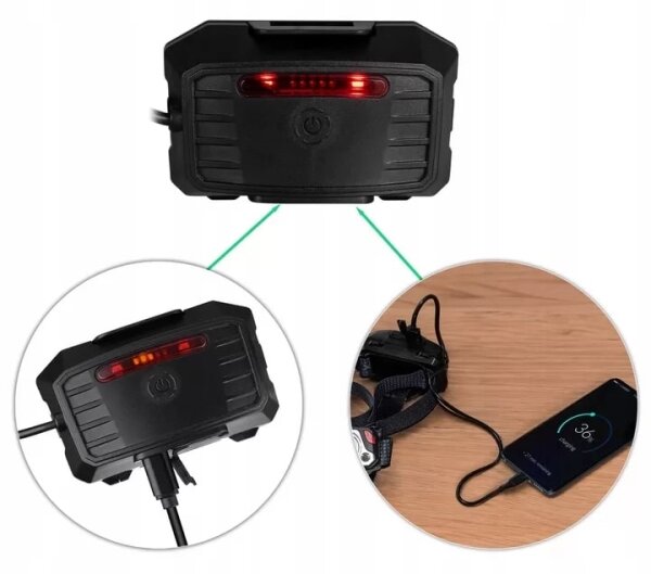 Lampada frontale LED ricaricabile sensore 10W 5V IP44 1200 lm 4000 mAh