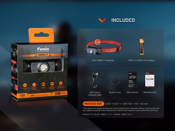 Fenix HM62TMGM - Lampada frontale ricaricabile a LED Dimmerabile LED/USB IP68 1200 luce 280 h
