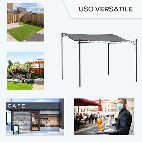 Outsunny Gazebo da giardino con Tenda, Pergola da Esterno e Terrazzo, 3x3 m, Grigia | Aosom Italy