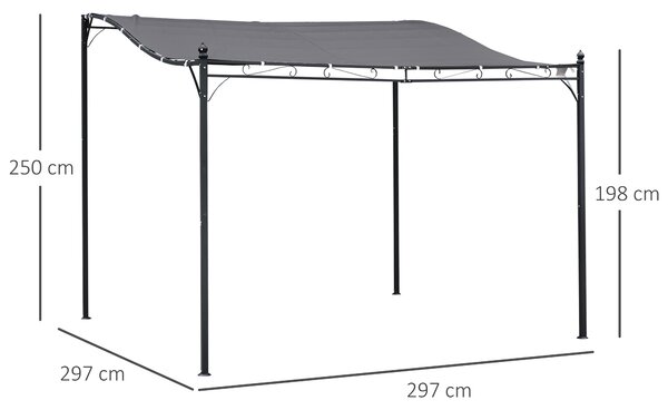Outsunny Gazebo da giardino con Tenda, Pergola da Esterno e Terrazzo, 3x3 m, Grigia | Aosom Italy