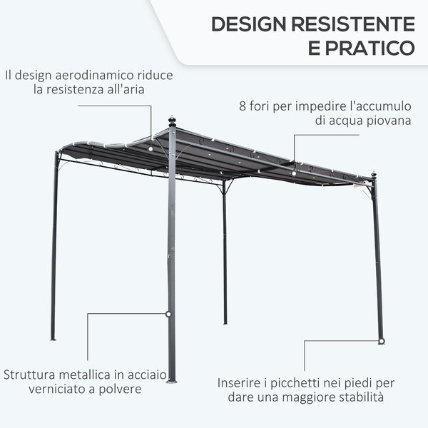 Outsunny Gazebo da giardino con Tenda, Pergola da Esterno e Terrazzo, 3x3 m, Grigia | Aosom Italy
