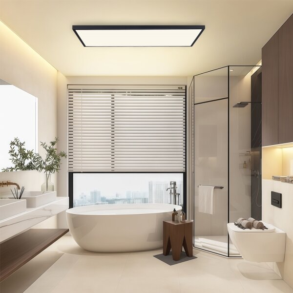 Brilagi-LED Plafoniera da bagno dimmerabile FRAME SMART LED/96W/230V IP44 nero + telecomando
