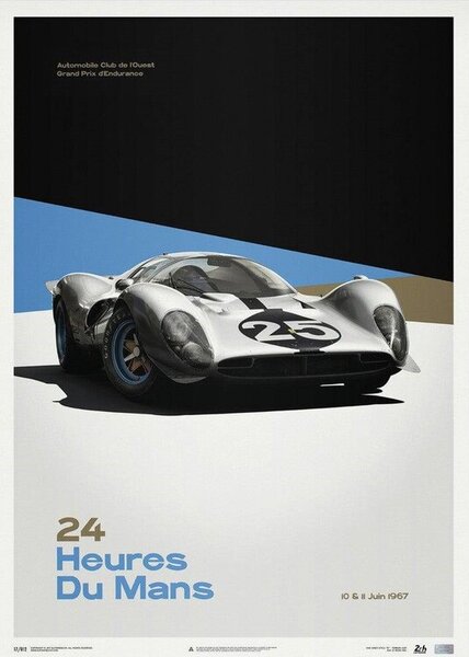 Stampa d'arte Ferrari 412p - White - 24 hours of Le Mans - 1967 - Limited Poster, Automobilist