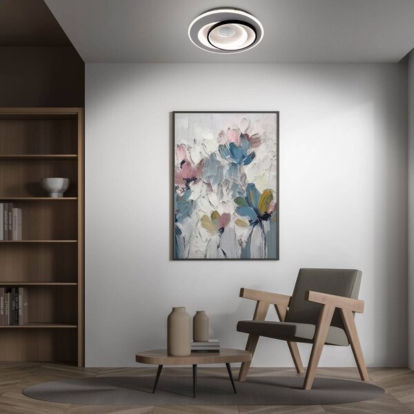 Näve Plafoniera LED Malea. bianco/nero, metallo, Ø 49 cm, CCT