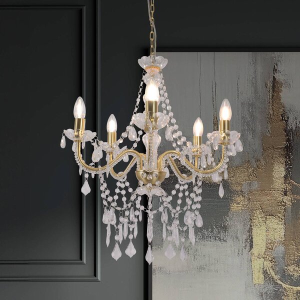 Näve Lampadario a soffitto Cecilia, dimmerabile, Ottone / Oro, Soggiorno / Sala da pranzo, Metallo, Lampadario