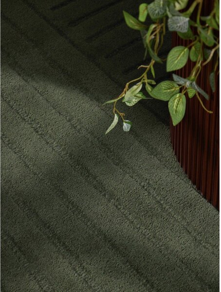 Tappeto rotondo verde scuro in lana tessuto a mano ø 120 cm Arcura – Vikosa