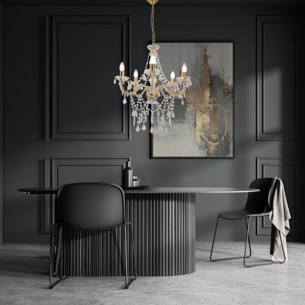 Näve Lampadario a soffitto Cecilia, dimmerabile, Ottone / Oro, Soggiorno / Sala da pranzo, Metallo, Lampadario