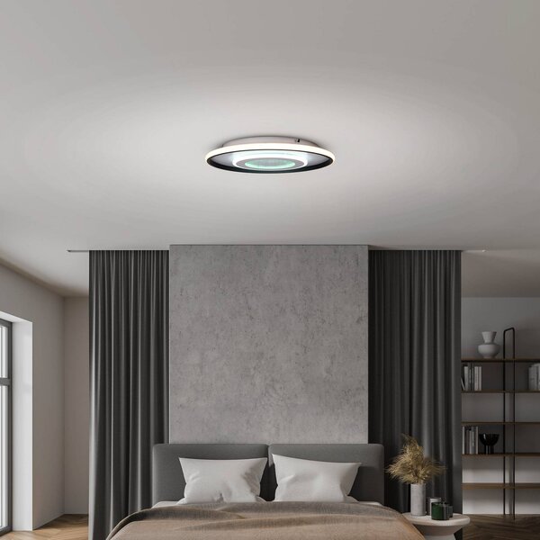 Näve Livana plafoniera LED, bianco/nero, Ø 50 cm, CCT, dimmerabile