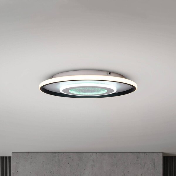 Näve Livana plafoniera LED, bianco/nero, Ø 50 cm, CCT, dimmerabile