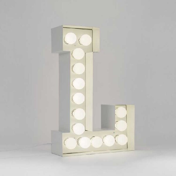 Seletti Lampada da terra di design con lettera luminosa a LED carattere "L" - Vegaz