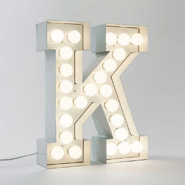 Seletti Lampada da terra di design con lettera luminosa a LED carattere "K" - Vegaz
