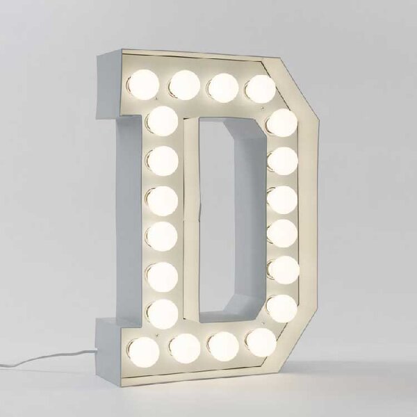 Seletti Lampada da terra di design con lettera luminosa a LED carattere "D" - Vegaz