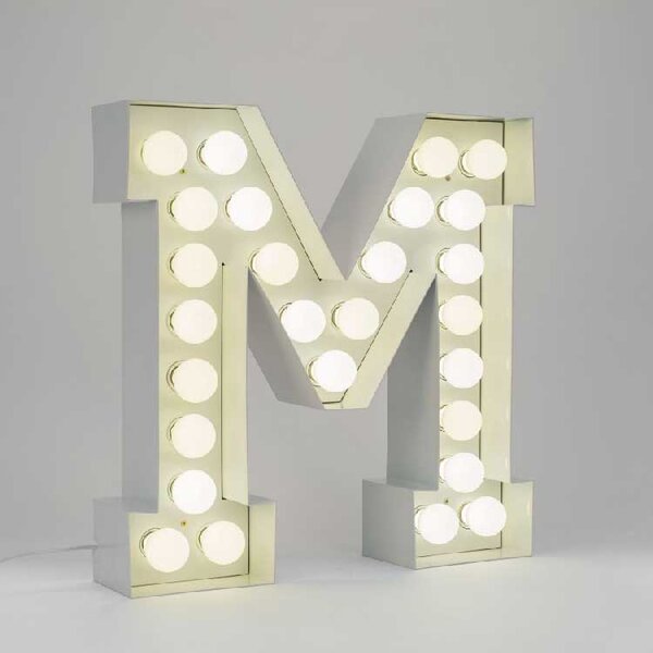 Seletti Lampada da terra di design con lettera luminosa a LED carattere "M" - Vegaz