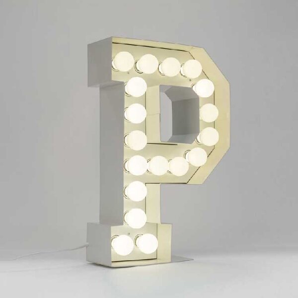 Seletti Lampada da terra di design con lettera luminosa a LED carattere "P" - Vegaz