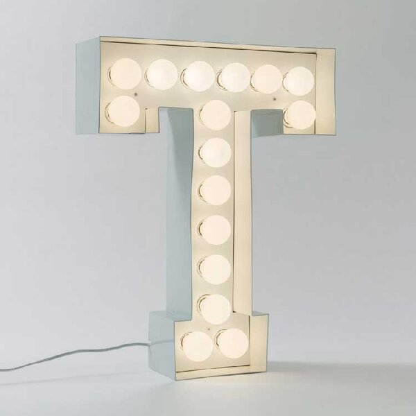 Seletti Lampada da terra di design con lettera luminosa a LED carattere "T" - Vegaz