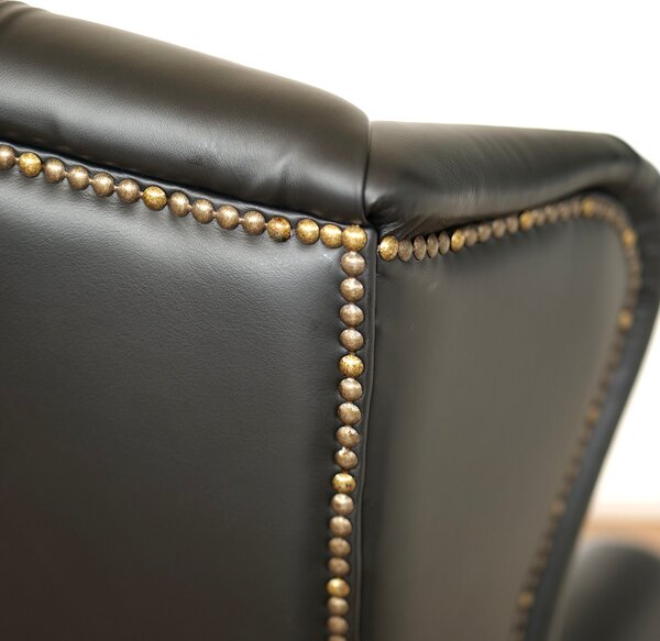 Poltrona Presidenziale Oxford Chesterfield Deluxe Pelle Primo Fiore Premium - Base in Legno