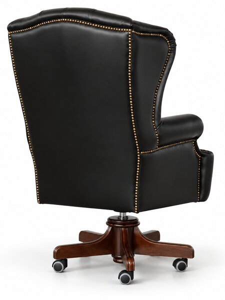 Poltrona Presidenziale Oxford Chesterfield Deluxe Pelle Primo Fiore Premium - Base in Legno