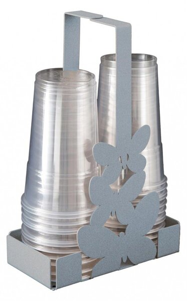 Arti e Mestieri Portabicchieri in metallo per bicchieri di plastica Farfalle Alluminio