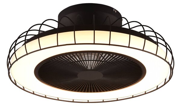 Reality Leuchten Ventilatore da soffitto LED intelligente Sandfjord, silenzioso, nero