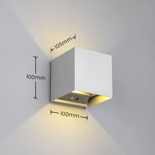 Reality Leuchten Applique da esterno a LED Talent, color titanio, larghezza 10 cm, sensore