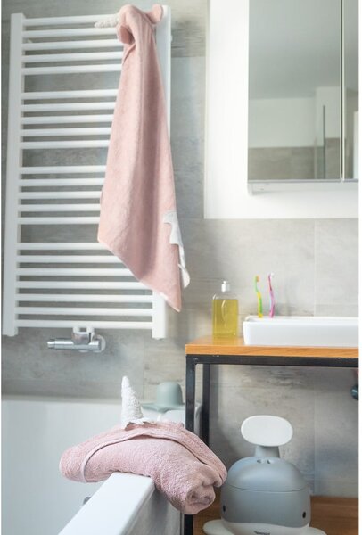 Asciugamano per neonati in cotone rosa con cappuccio 75x75 cm Unicorn - Kindsgut