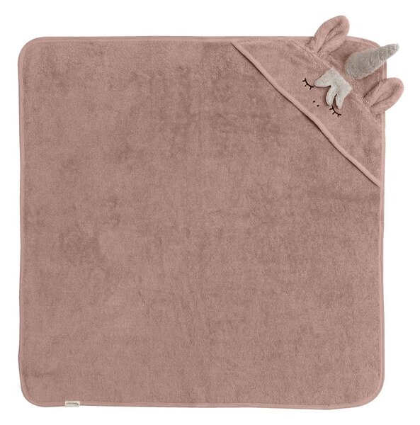 Asciugamano per neonati in cotone rosa con cappuccio 75x75 cm Unicorn - Kindsgut