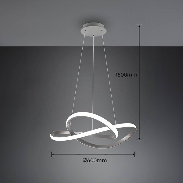 Reality Leuchten Lampada a sospensione LED Course, nichel opaco, 4.000 K, Ø 60 cm, metallo