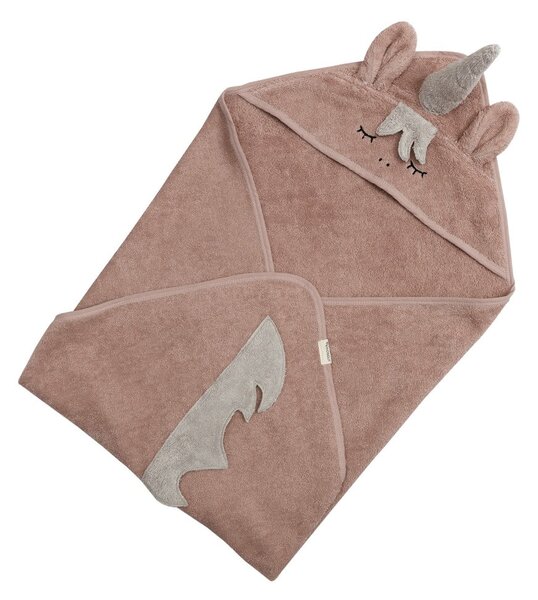 Asciugamano per neonati in cotone rosa con cappuccio 75x75 cm Unicorn - Kindsgut