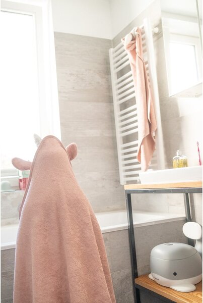 Asciugamano per neonati in cotone rosa con cappuccio 75x75 cm Unicorn - Kindsgut