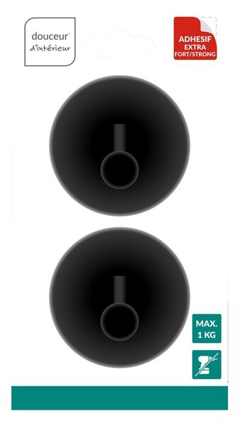 Set di ganci senza foratura color nero opaco in metallo 2 pz Fixeo – douceur d'intérieur