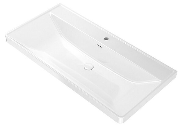 Mobile bagno 100 cm lavabo integrato e specchio contenitore | KAM-SM100 - KAMALU