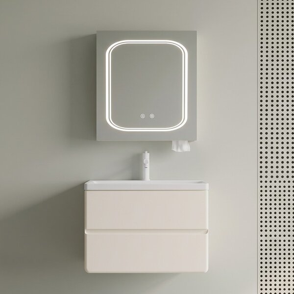 Mobile bagno 60 cm lavabo integrato e specchio contenitore | KAM-SM60 - KAMALU
