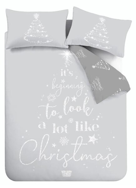 Biancheria da letto singola grigia 135x200 cm A Lot Like Christmas - Catherine Lansfield