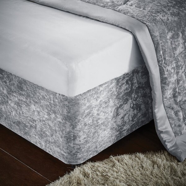 Coprirete in velluto grigio elasticizzato 152x198 cm Crushed Velvet - Catherine Lansfield