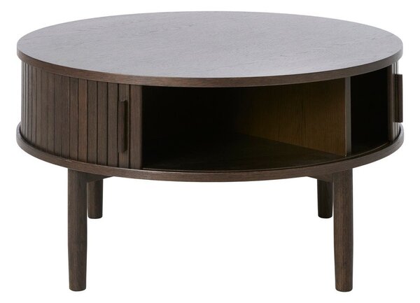 Tavolino da salotto rotondo colore naturale scuro con effetto rovere ø 85 cm Meta – Unique Furniture