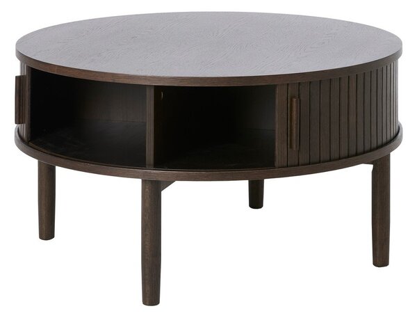 Tavolino da salotto rotondo colore naturale scuro con effetto rovere ø 85 cm Meta – Unique Furniture