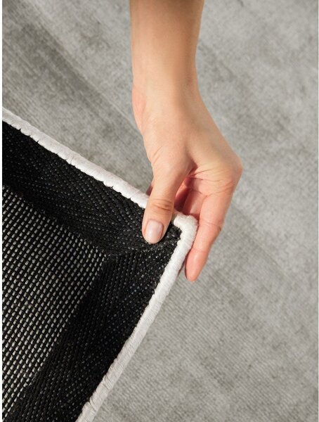 Tappeto grigio in viscosa tessuto a mano 200x300 cm Noemi – Vikosa
