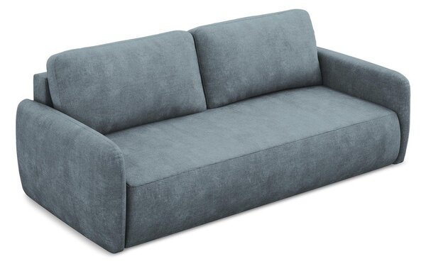 Divano blu polveroso allungabile/con contenitore con rivestimento in ciniglia 218 cm Lilo – Makamii