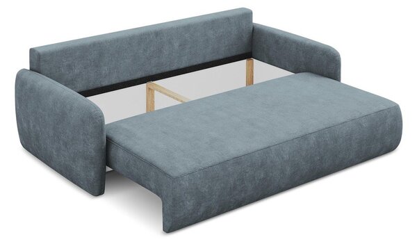 Divano blu polveroso allungabile/con contenitore con rivestimento in ciniglia 218 cm Lilo – Makamii