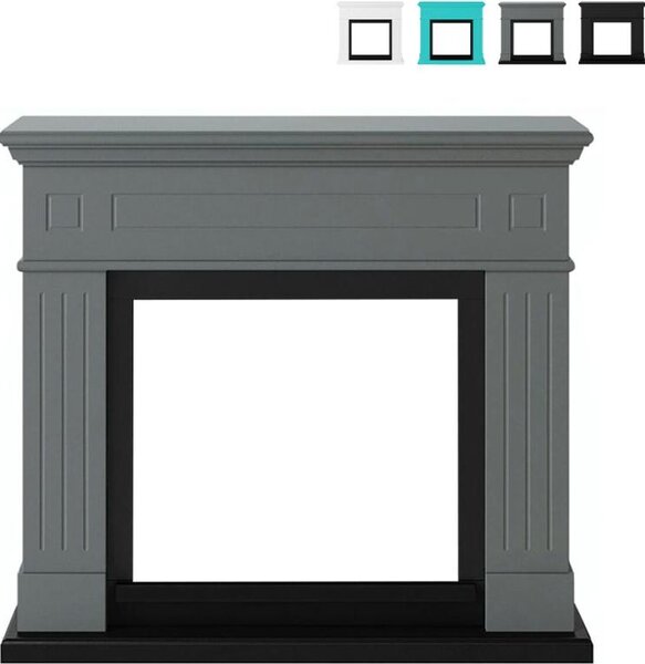 Cornice in legno shabby per caminetto elettrico da pavimento modello Pienza Sur - Grigio