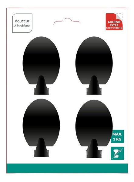 Set di ganci senza foratura neri/argentati in metallo 4 pz Fixeo – douceur d'intérieur