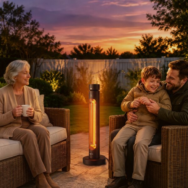 Outsunny Stufa Elettrica A Infrarossi Oscillante 2000W Con Telecomando, Nera | Aosom Italy