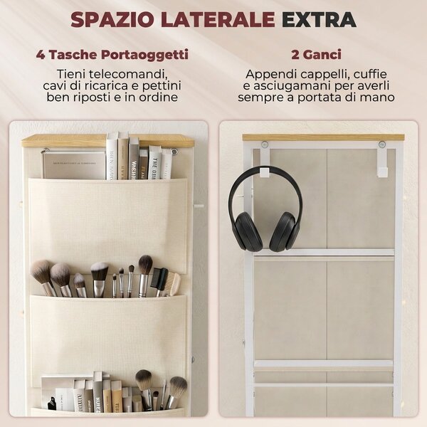 HOMCOM Cassettiera Con 4 Cassetti In Tessuto, Mobile Alto, Beige | Aosom Italy