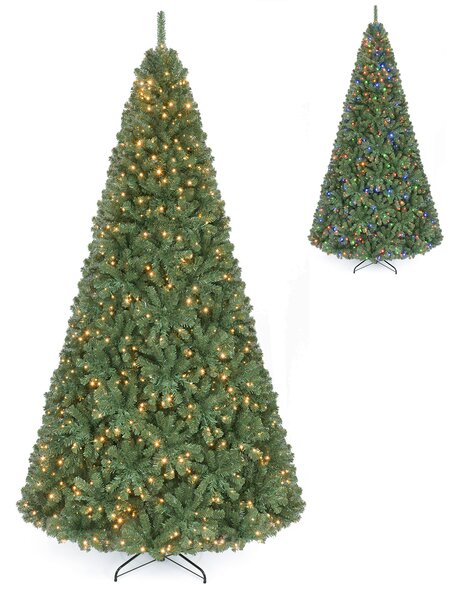 Costway Albero di natale artificiale in PVC con1000 LED supporto in metallo, Albero natalizio 274cm