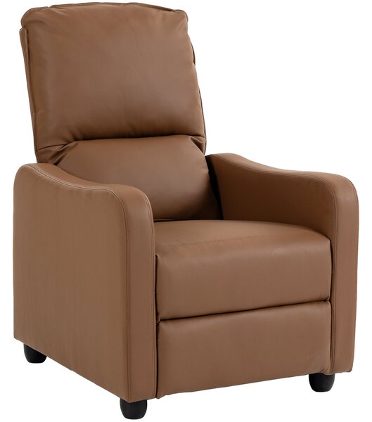 HOMCOM Poltrona Relax Reclinabile Manuale 155° con Poggiapiedi, in Pelle PU, per Soggiorno e Camera, Marrone scuro | Aosom Italy