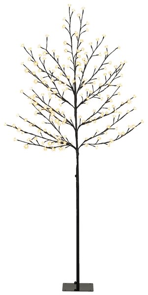 Albero di Natale di Ciliegio 60x60x180 cm con Luci LED 20 Rami e Timer Giornaliero in Acciaio e PP Nero