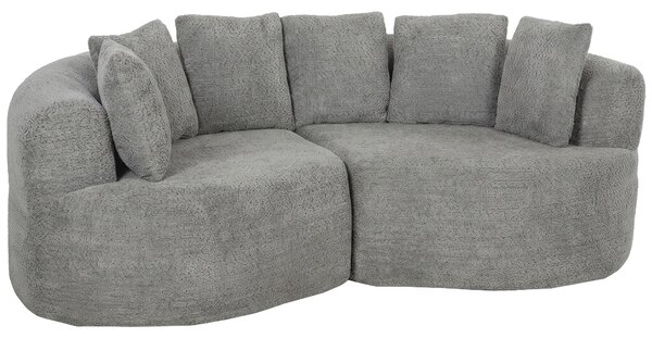 HOMCOM Divano 3 Posti Senza Struttura con Seduta Ampia, 6 Cuscini, Design Curvo, in Ciniglia, Grigio Chiaro | Aosom Italy