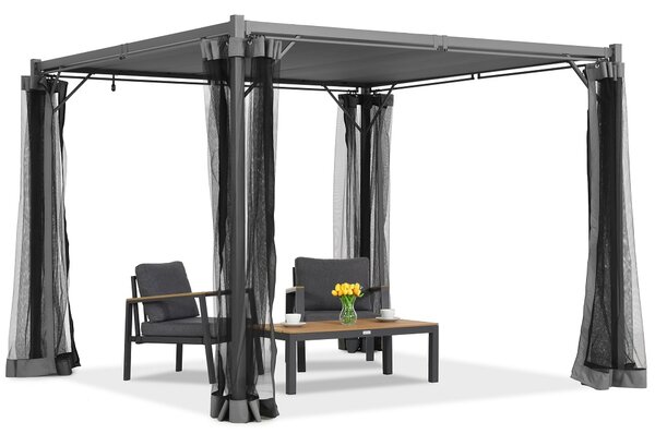 Pergola antracite Malaga 3x3m con zanzariera Garden Point